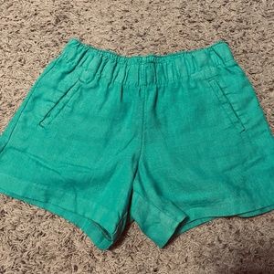 Green Linen blend shorts